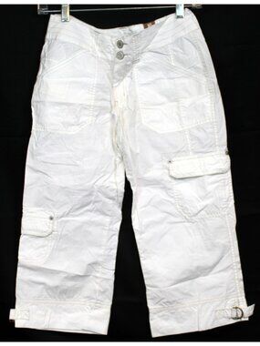 Limited Too White Pants sz 16R Lightweight cotton Summer Cargo Capri Pockets NEW